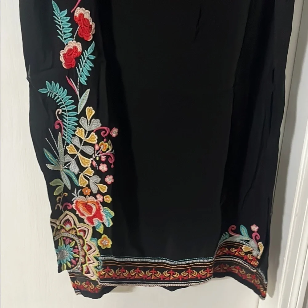 Johnny was Black Dress with Colorful Embroidery